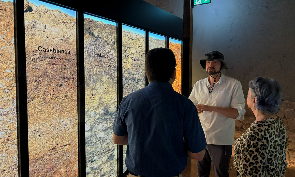 Guía explica tipos de terroir en museo sensorial de Concha y Toro